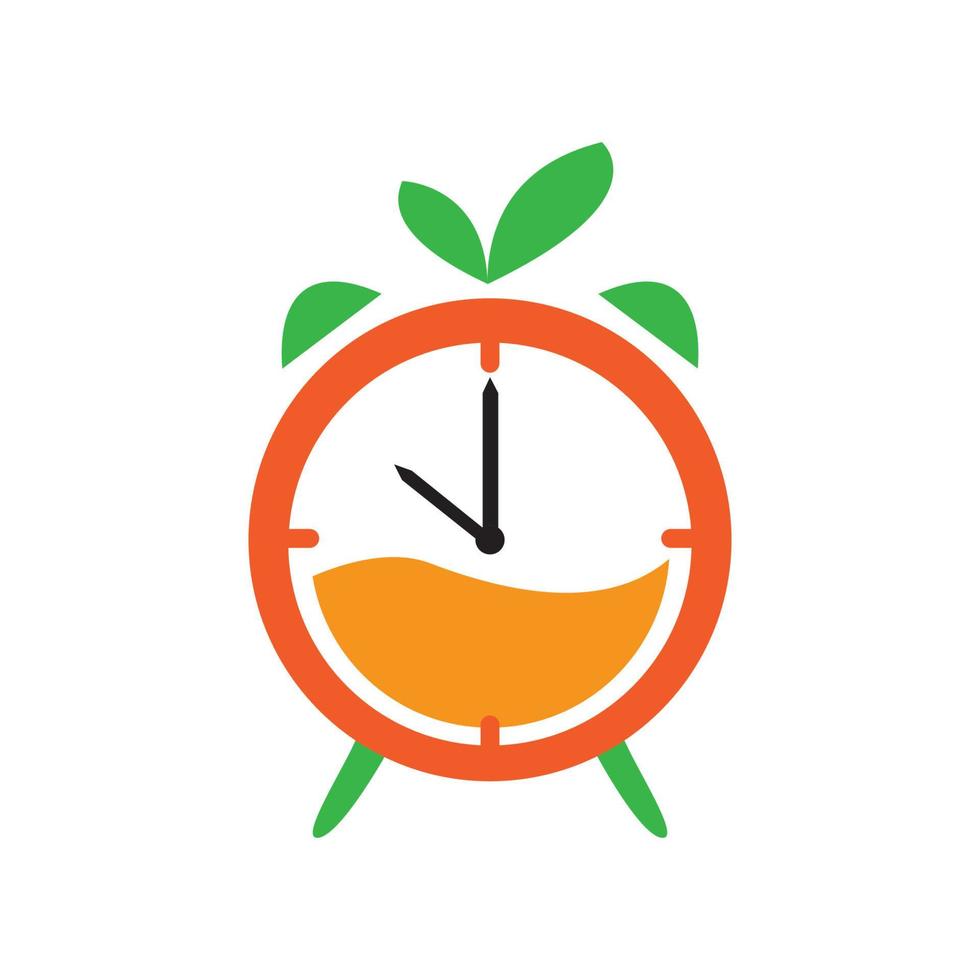 orange or citrus clock time watch logo design icon modern vector