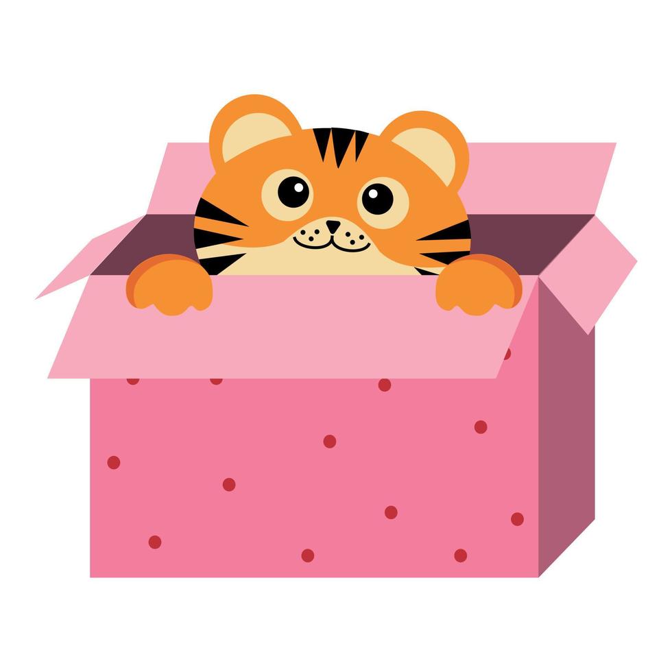 Cute character little tiger, color vector isolated cartoon-style illustration