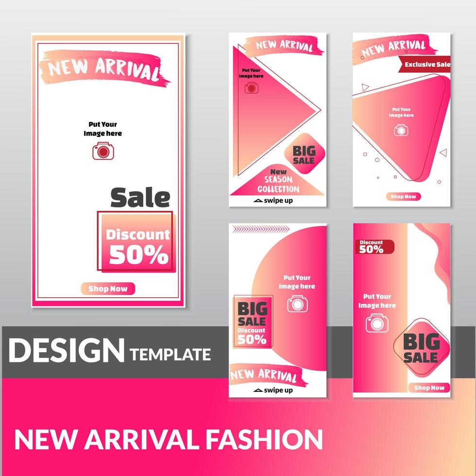 set of social media stories sale banner background. template photo can be use for landing page, website, mobile app, poster, flyer, coupon, gift card, smartphone template, web design - Vector