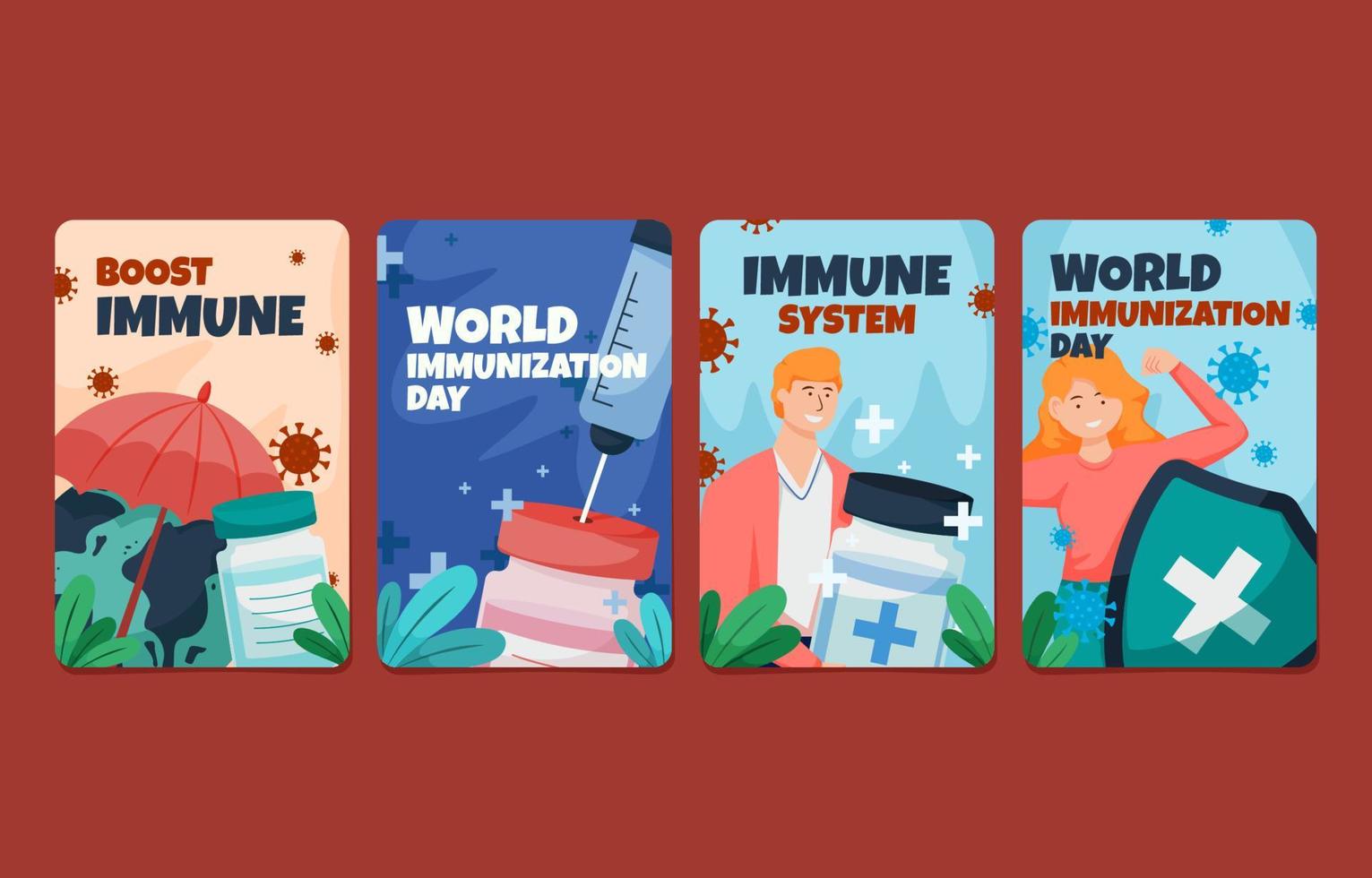 World Immunization Week Card Set vector
