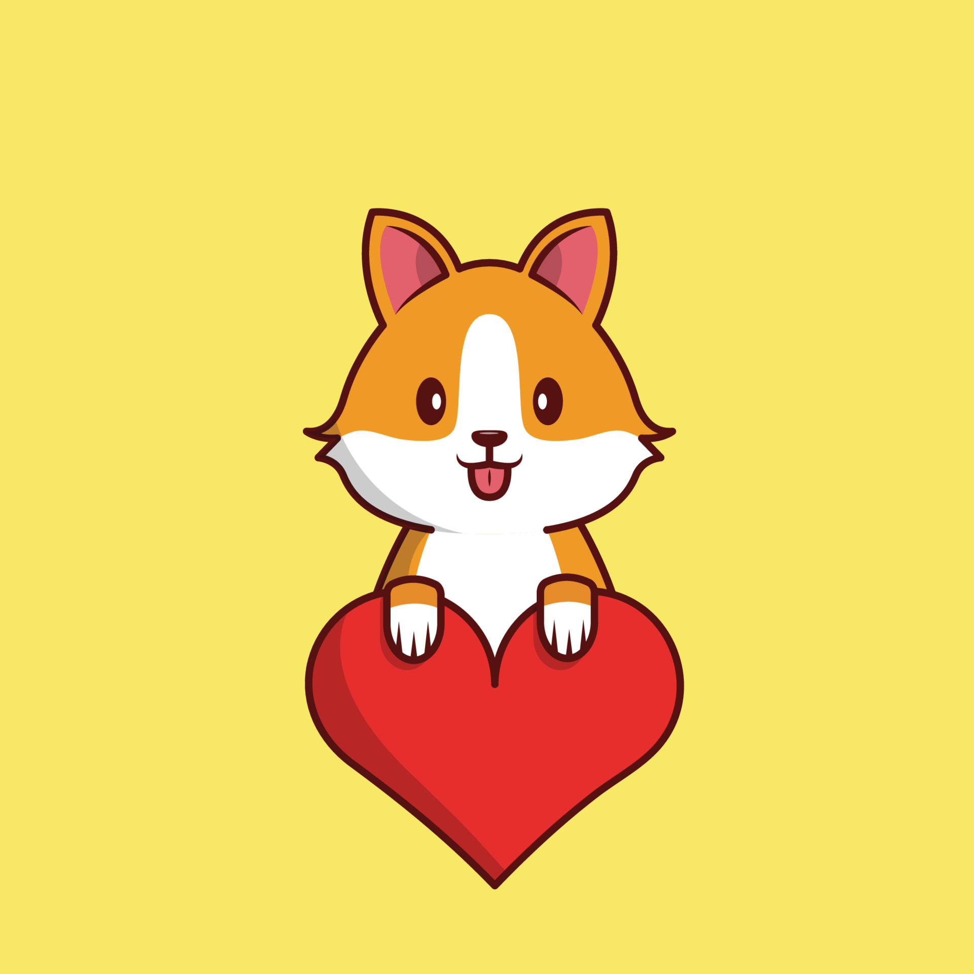 Cute Puppy Holding Heart Cartoon Illustration, Baby Animal, Dog ...