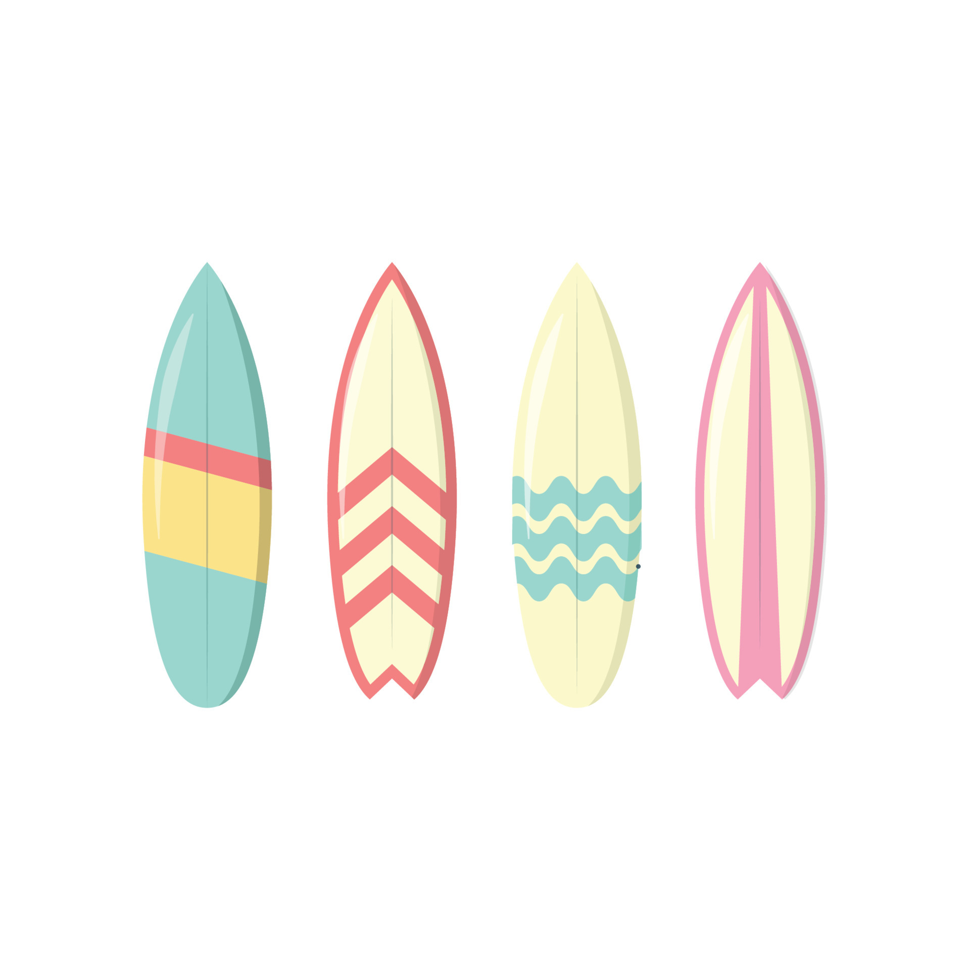 Set of Surfboard Vector Illustration. Summer Beach Element. Extreme Sport.  Flat Cartoon Style Suitable for Icon, Web Landing Page, Banner, Flyer,  Sticker, Card, Background, T-Shirt, Clip-art 5501498 Vector Art at Vecteezy