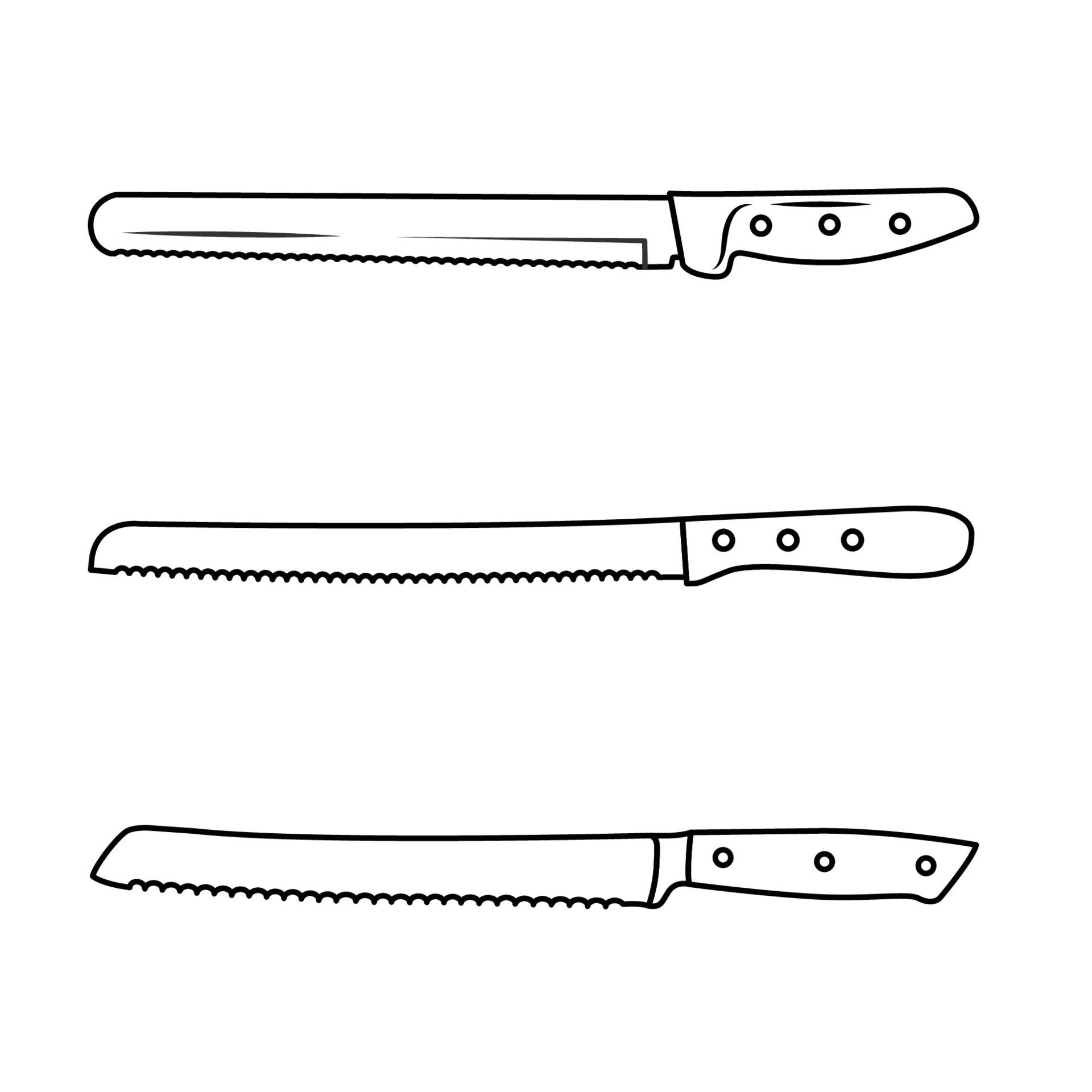 Bread Knife Set Outline Icon Illustration on White Background 5501515
