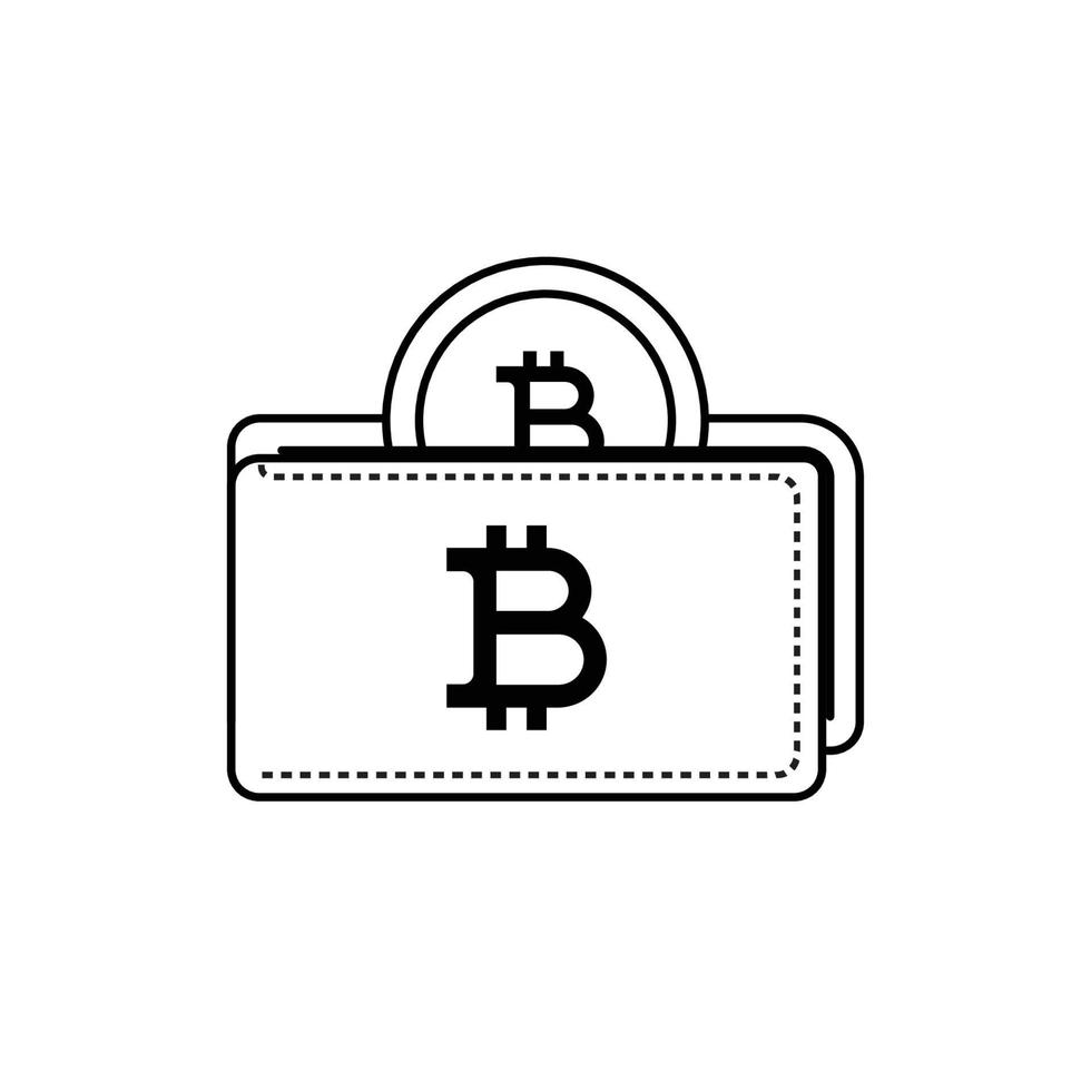 Bitcoin Wallet Outline Icon Illustration on White Background vector