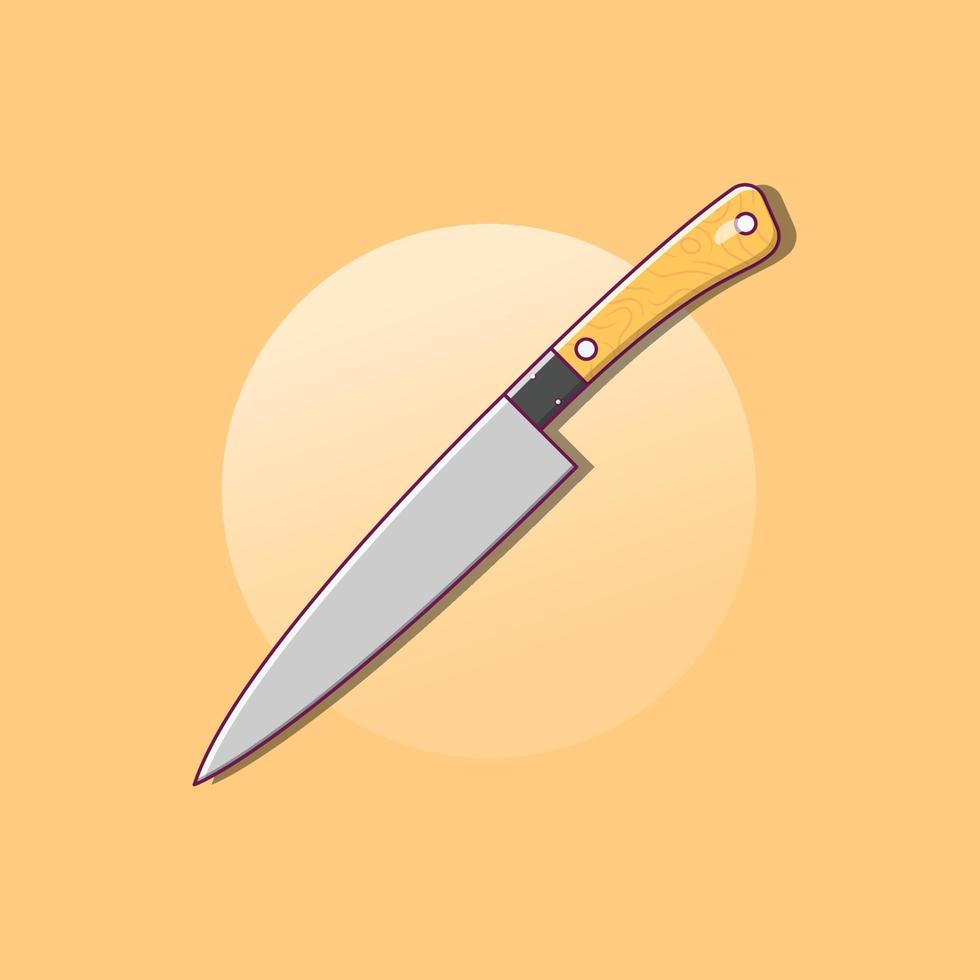 Kitchen Knife Vector Illustration. Cooking Utensil. Object Design. Flat Cartoon Style Suitable for Icon, Web Landing Page, Banner, Flyer, Sticker, Card, Background, T-Shirt, Clip-art