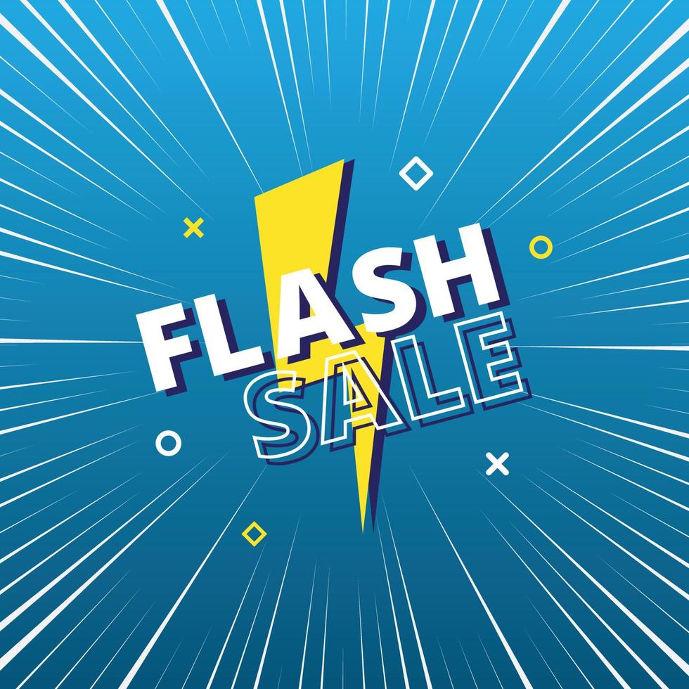 Promotion Banner Flash Sale with Thunder Symbol in Flat Style and Comic Effect, EPS 10 Vector Isolated Suitable for Advertisement, Banner, and Poster Elements