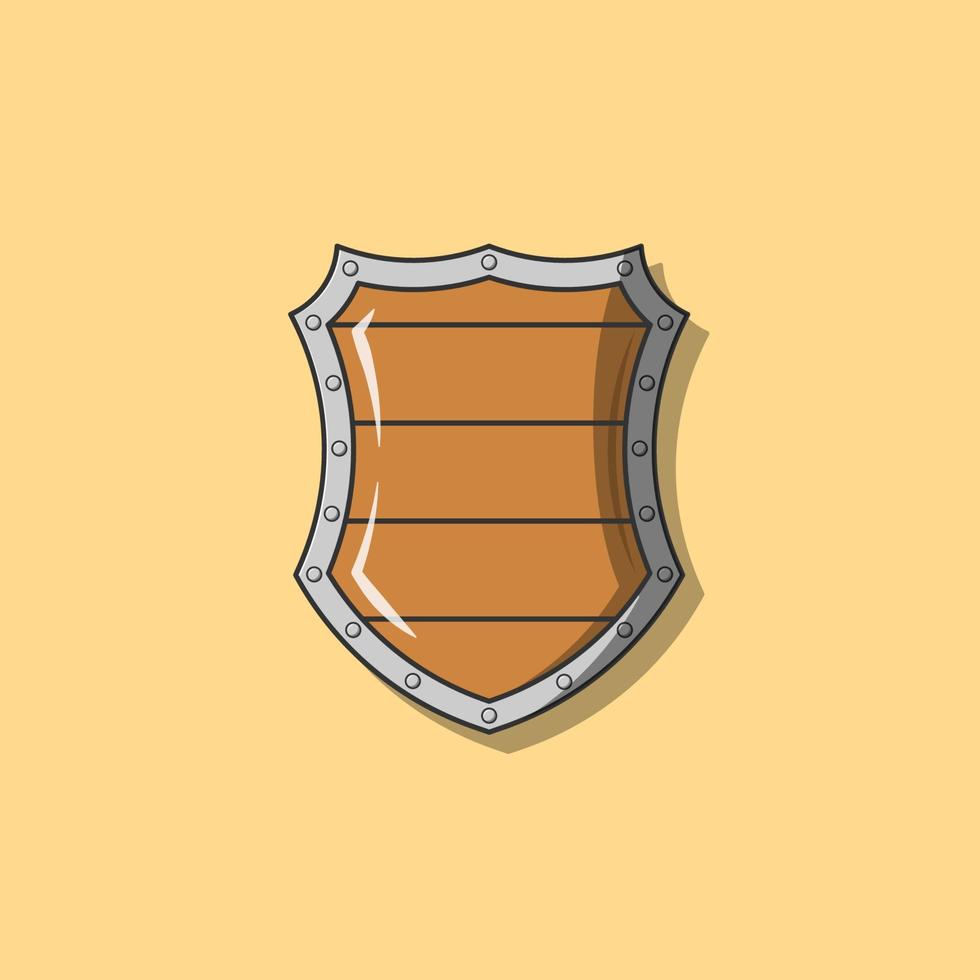 Ilustración de vector de escudo medieval. diseño de escudo elemento de protección. estilo de dibujos animados planos adecuados para icono, página de inicio web, pancarta, volante, pegatina, tarjeta, fondo, camiseta, imágenes prediseñadas