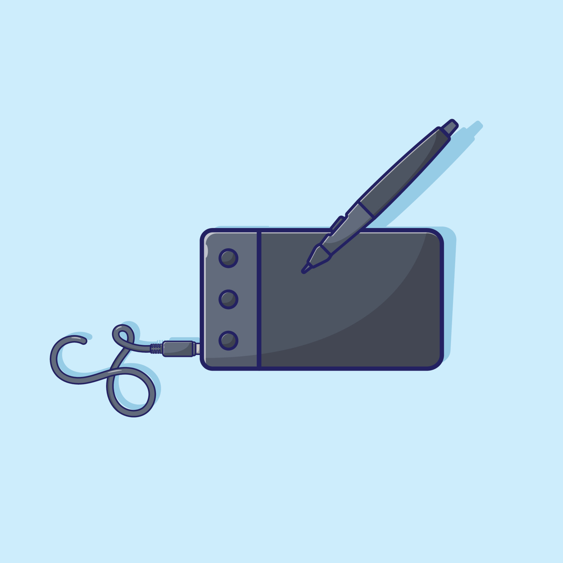 Drawing Tablet Vector Illustration. Pen Tablet. Stylus. Flat Cartoon