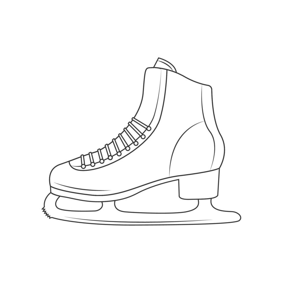 Ice Skating Shoes Outline Icon Illustration on White Background vector