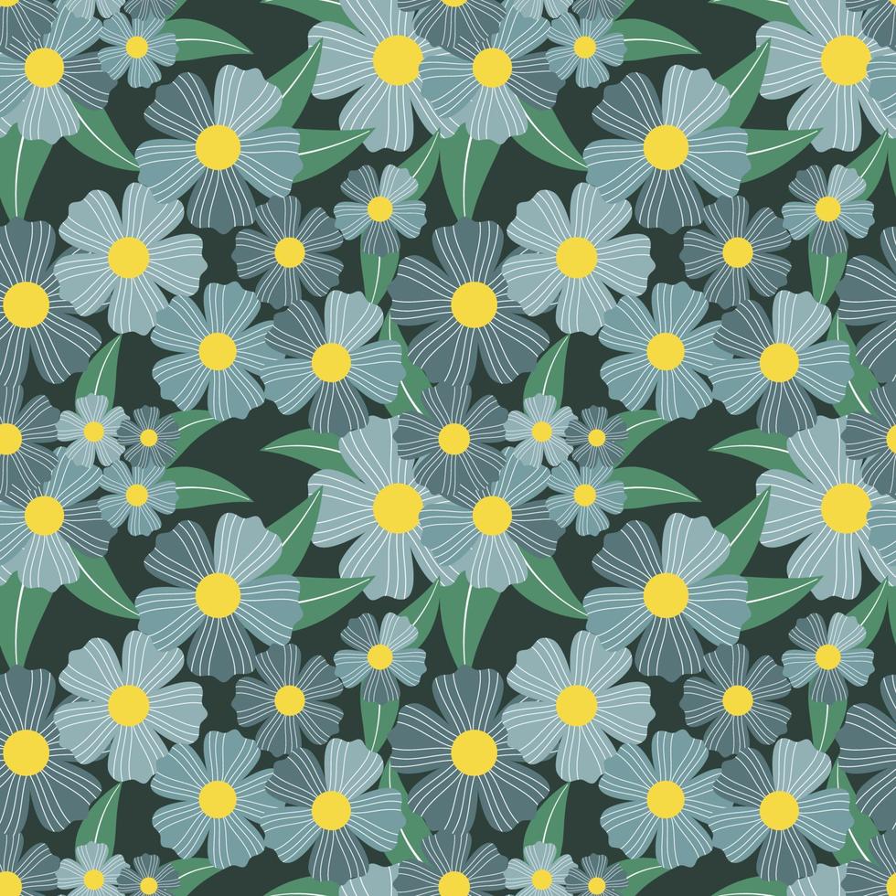 Pattern Botanical flowers and leaves background green vector