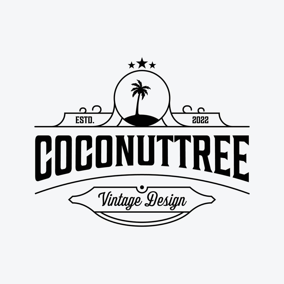 árbol de coco vintage vector logo símbolo ilustración diseño