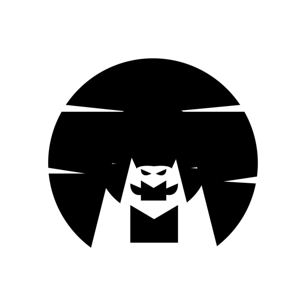 night bat smile with moon logo design icon illustration vector