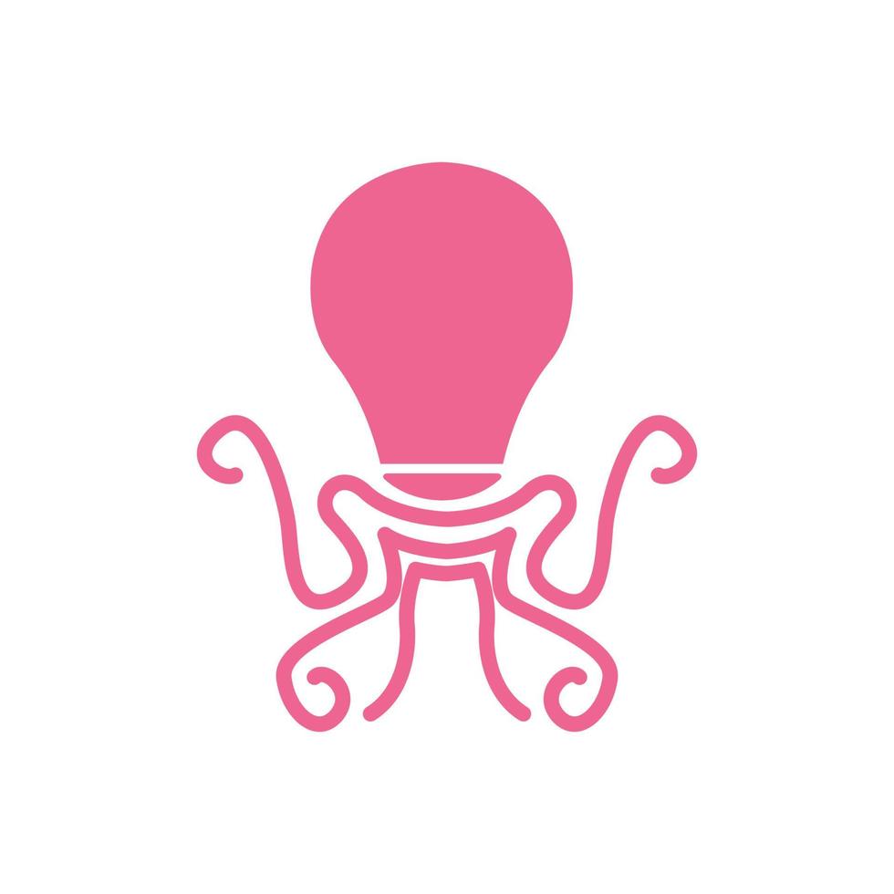 idea de bombilla con diseño gráfico de vector de icono de símbolo de logotipo de pulpo