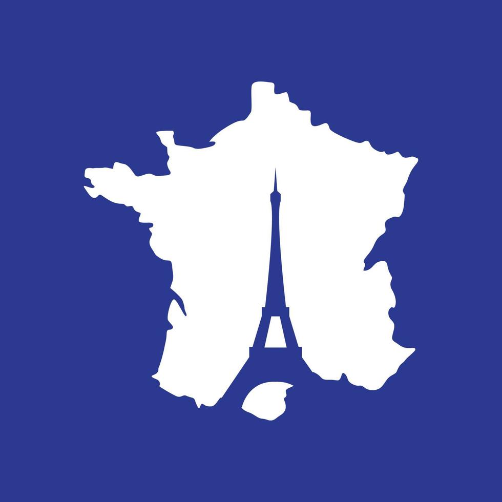 white map french with Eiffel logo design vector graphic symbol icon sign illustration creative idea