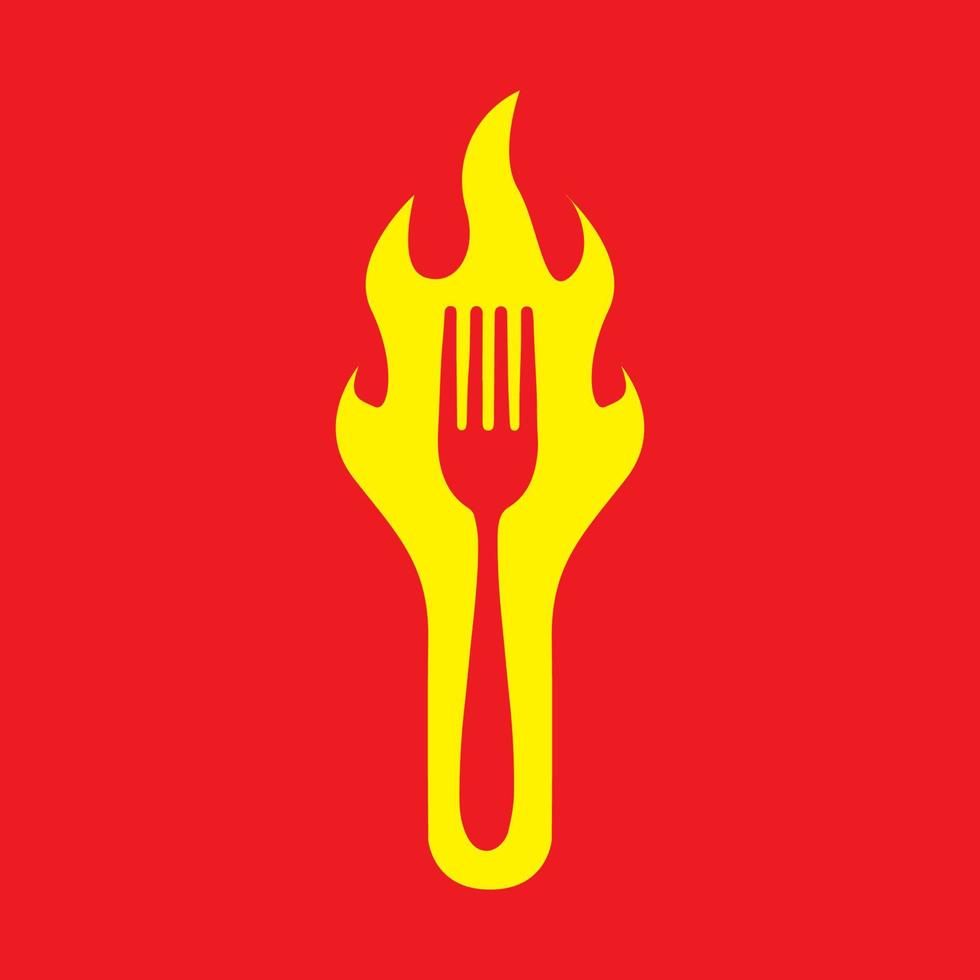 tenedor con diseño de logotipo de fuego vector gráfico símbolo icono signo ilustración idea creativa