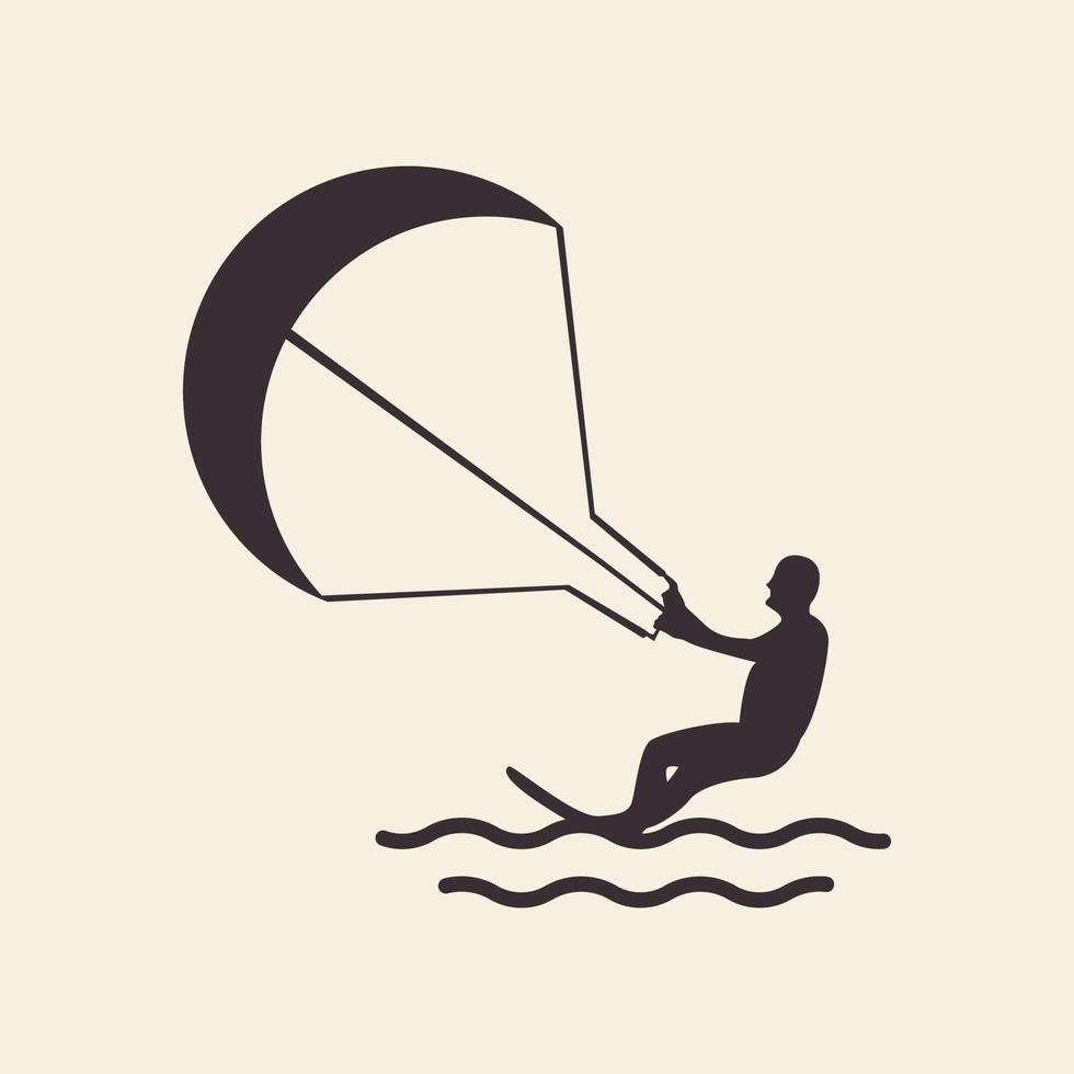 hipster man wakeboarding logo symbol icon vector graphic design illustration idea creative