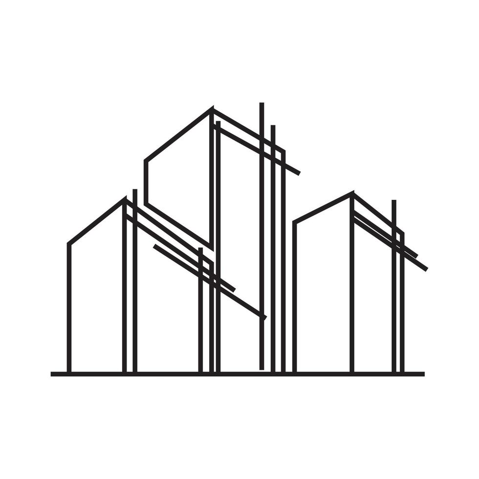 diseño de logotipo de línea de estructura de edificio minimalista vector gráfico símbolo icono signo ilustración idea creativa