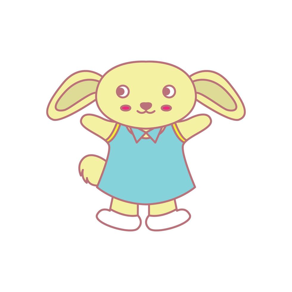 rabbit or bunny hand up cute cartoon logo icon vector illustration