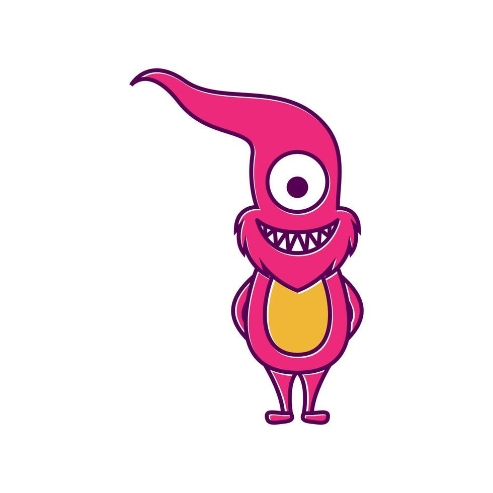 cute monster pink smile cartoon logo symbol icon vector graphic design illustration