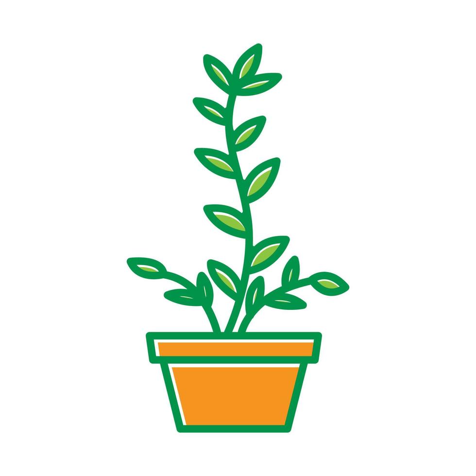 flor de árbol de planta verde con maceta diseño de ilustración de vector de icono de logotipo colorido abstracto