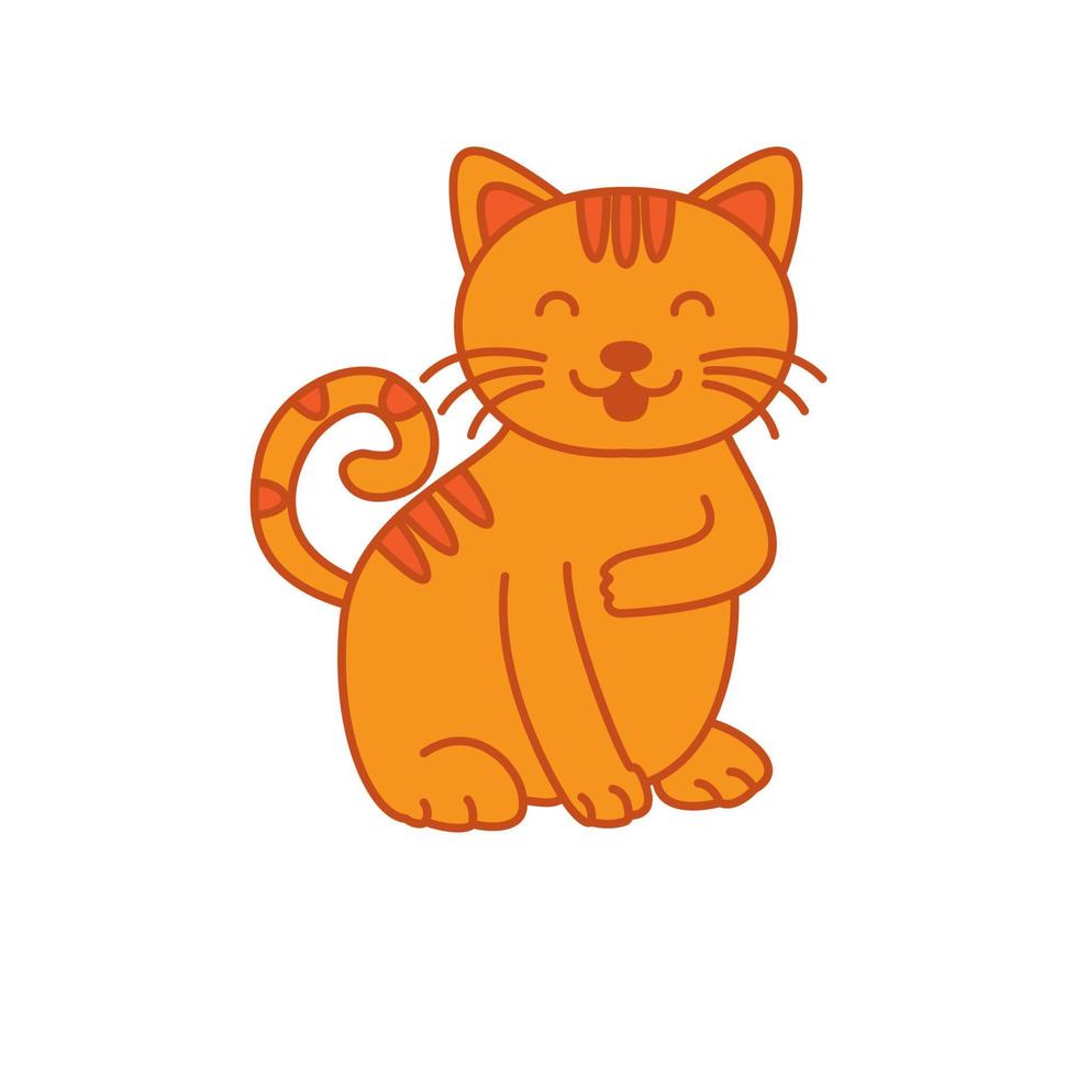 cat or kitty or kitten or puss  pet smile cute cartoon logo icon vector illustration