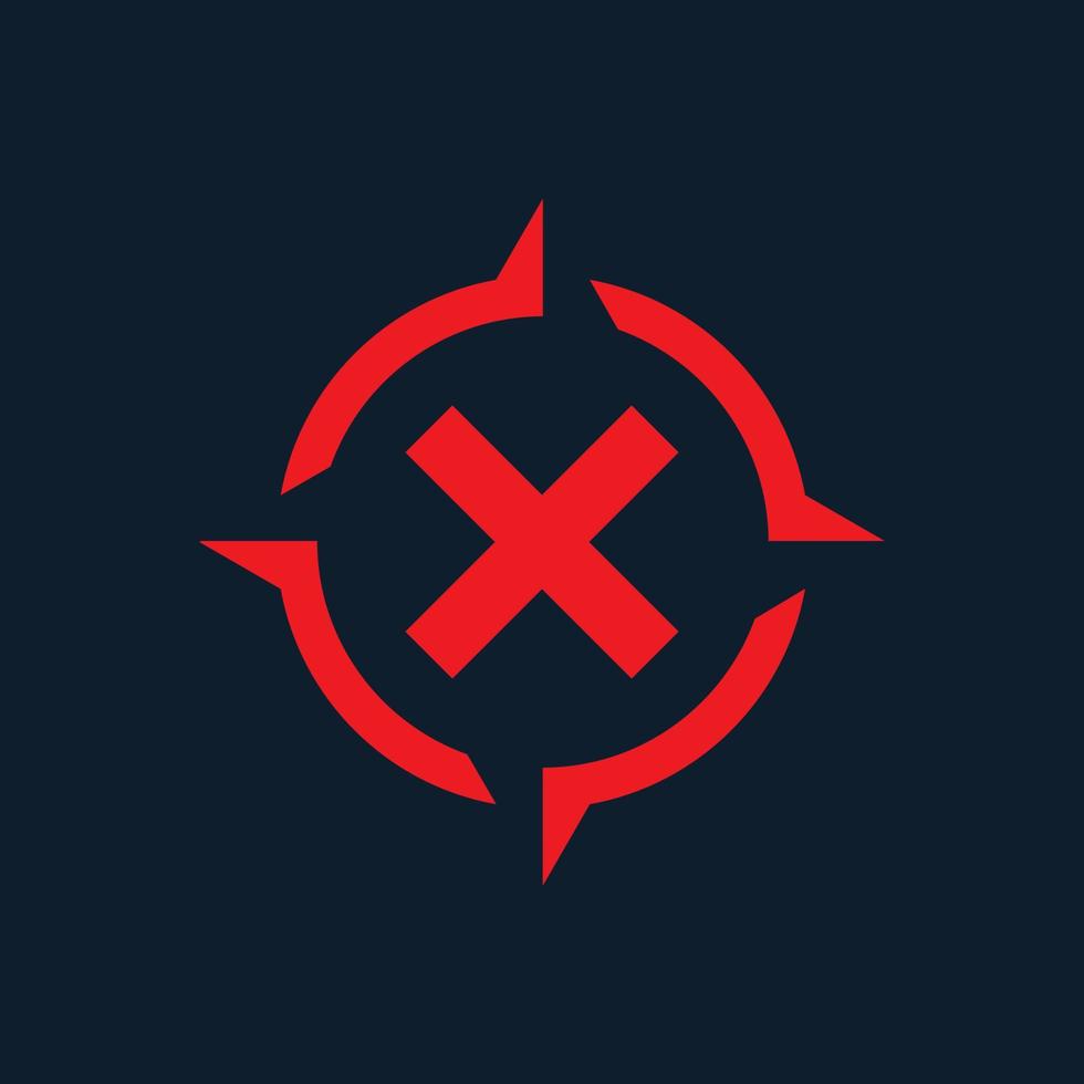 brújula línea moderna con x logo icono vector ilustración diseño