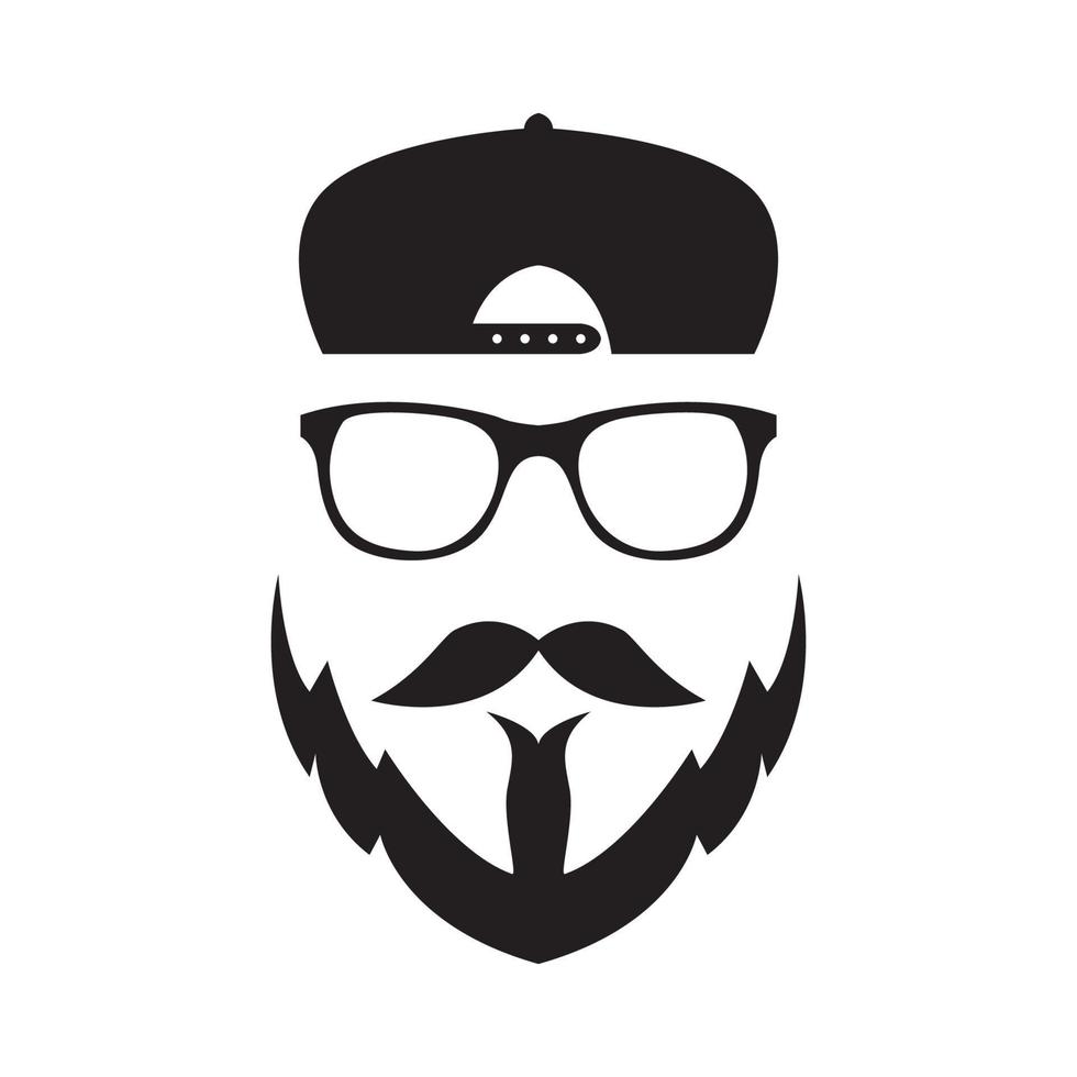 cool face man with sunglasses and hat logo design vector graphic symbol icon illustration creative idea