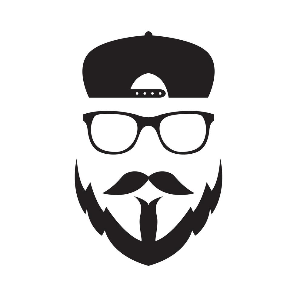 cara fresca hombre con gafas de sol y sombrero logotipo diseño gráfico vectorial símbolo icono ilustración idea creativa vector