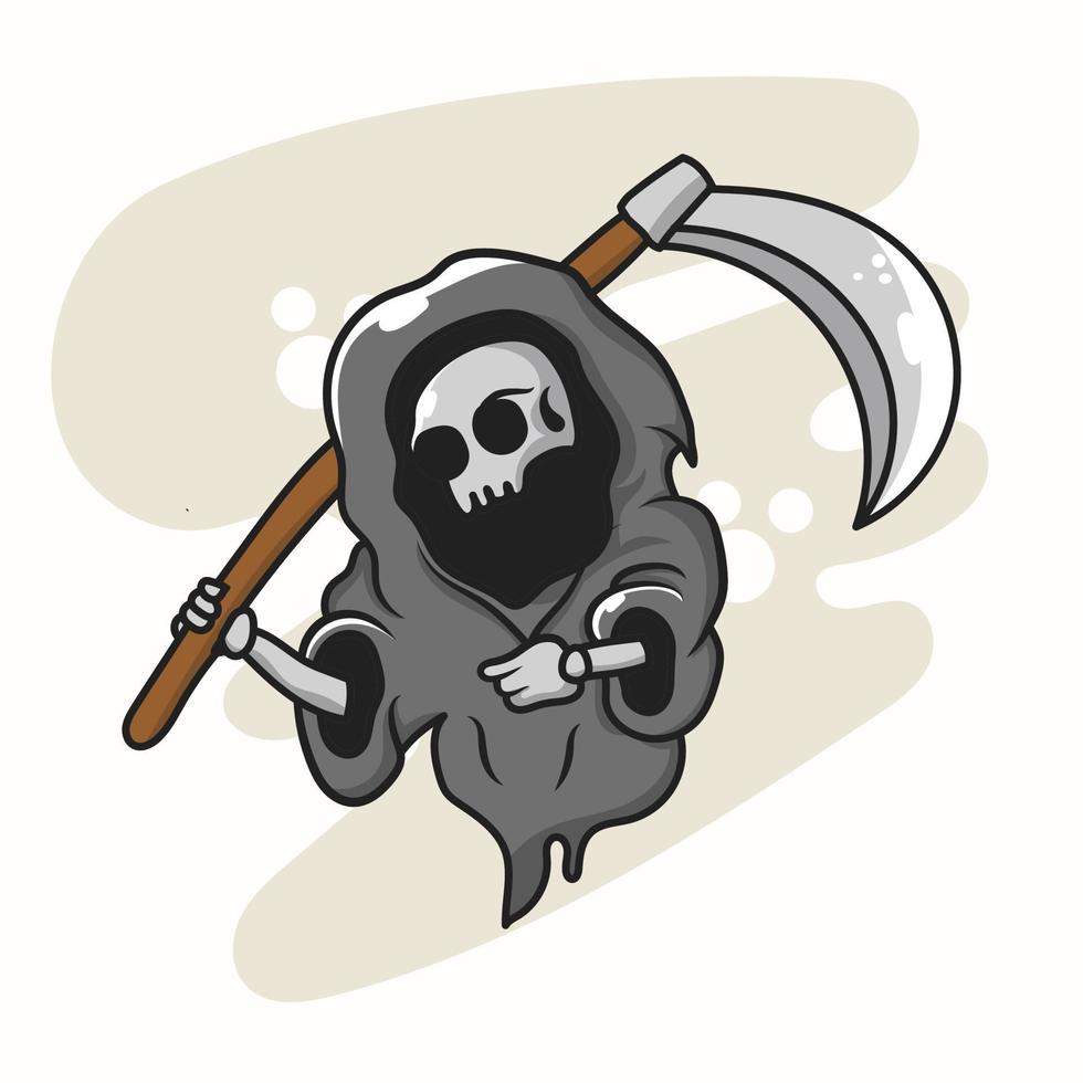 grim reaper skull carrying scythe vector