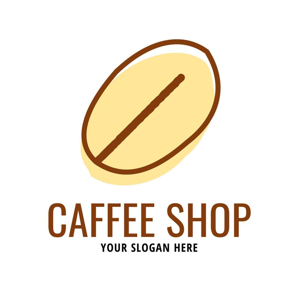 simple coffee bean logo. lineal color style vector. logo for coffee shop vector