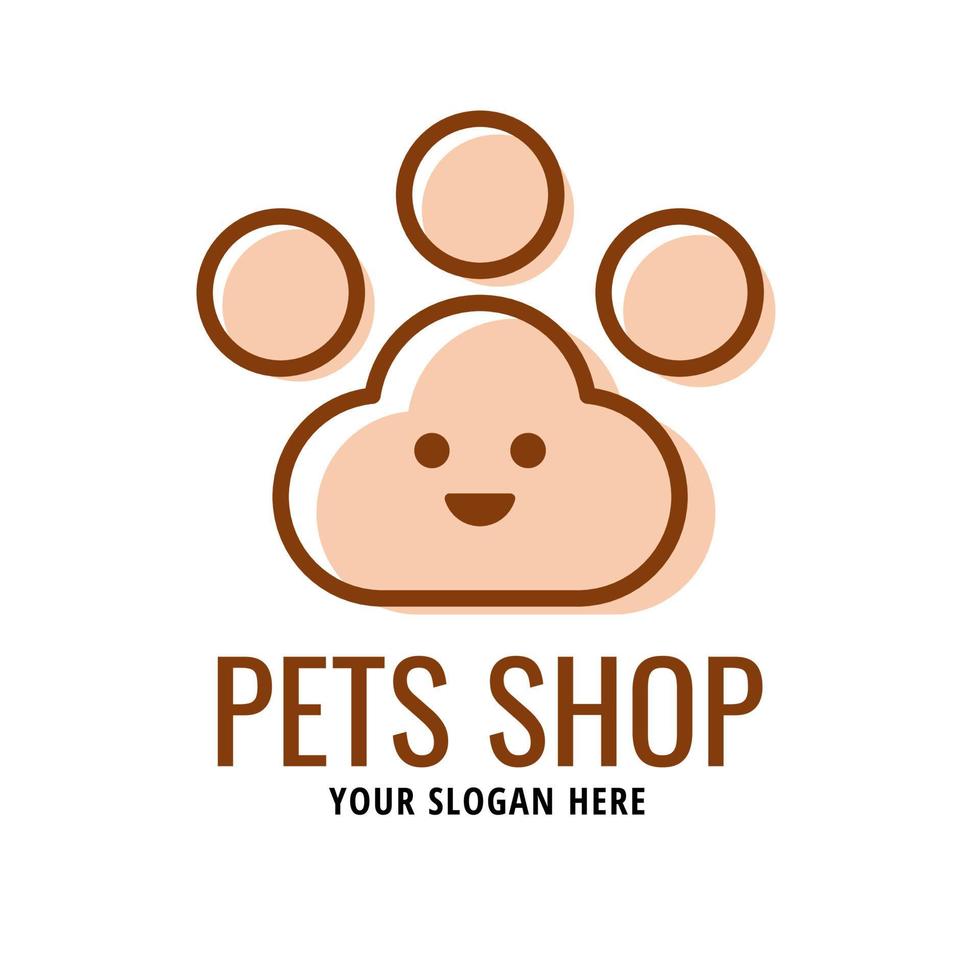 logotipo de huellas de animales simples. vector de estilo de color lineal. logo para tienda de mascotas