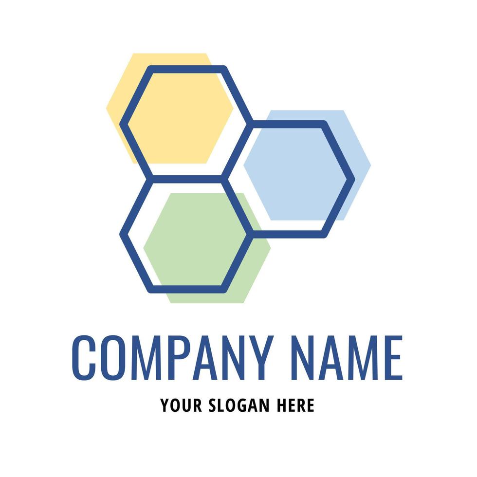 simple hexagon or honeycomb logo. lineal color style vector. logos for technology companies vector