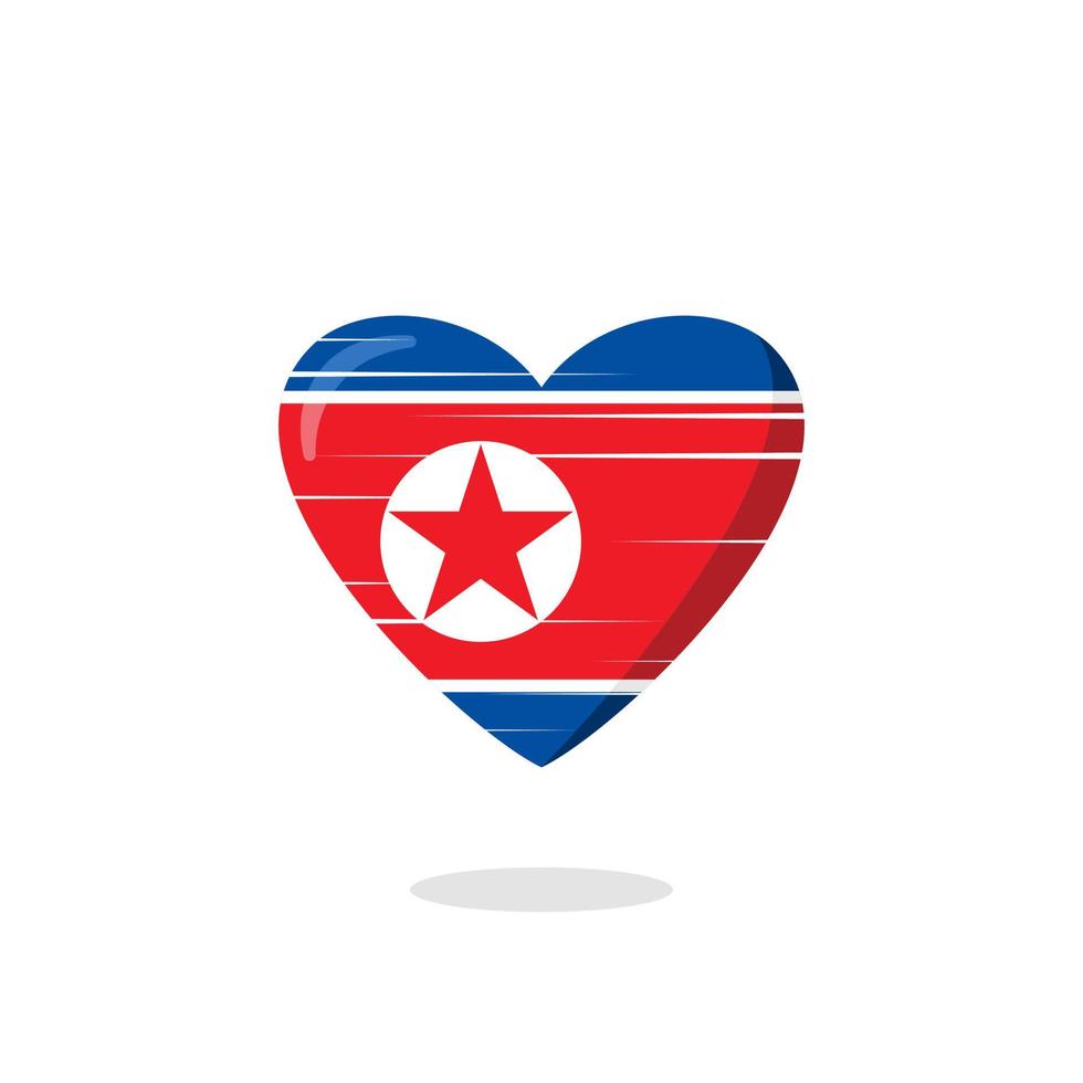 North korea flag shaped love illustration vector