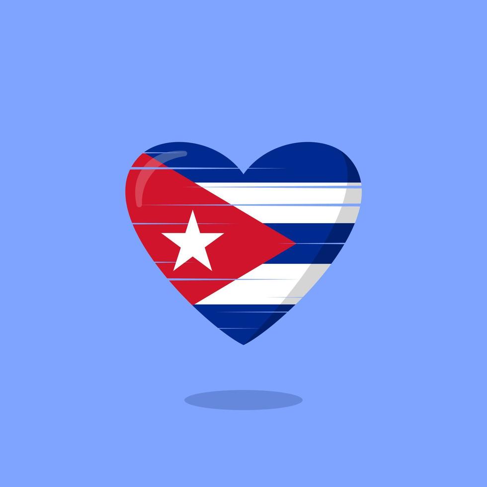 ilustración de amor en forma de bandera de cuba vector