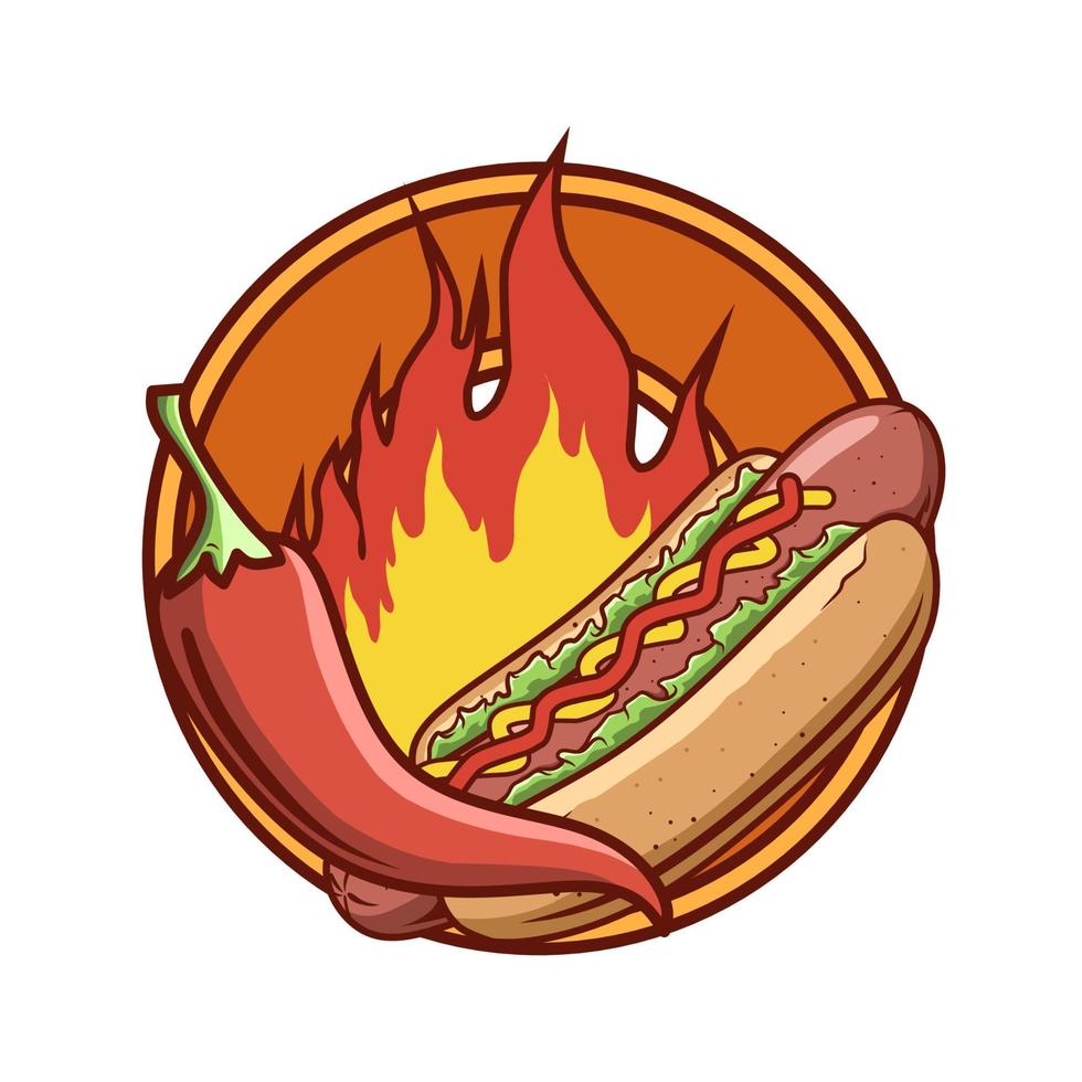 spicy hot dog logo design vector