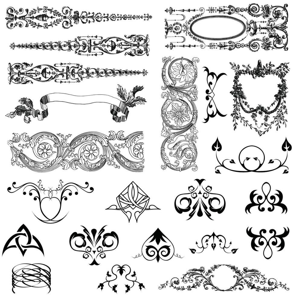 Vintage ornaments swirls and scrolls decorations design elements vector ...