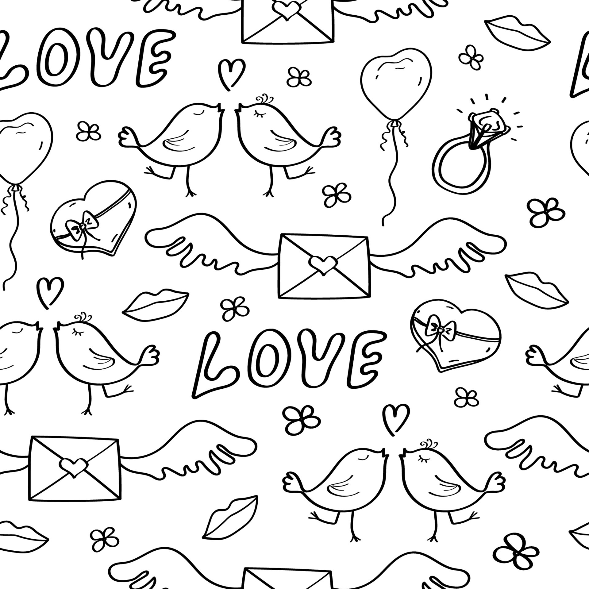 Seamless Pattern With The Word Love Written In Black And Red Background,  Modern, Decoration, Drawing Background Image And Wallpaper for Free Download