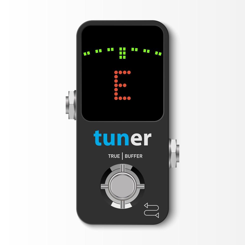 Guitar tuner pedal stompbox isolated on white background, vector illustration