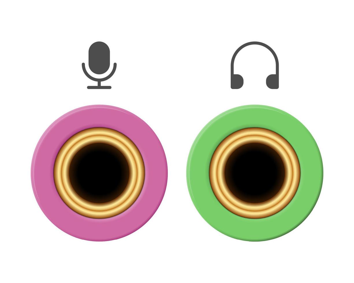 Microphone and headphone socket, vector illustration