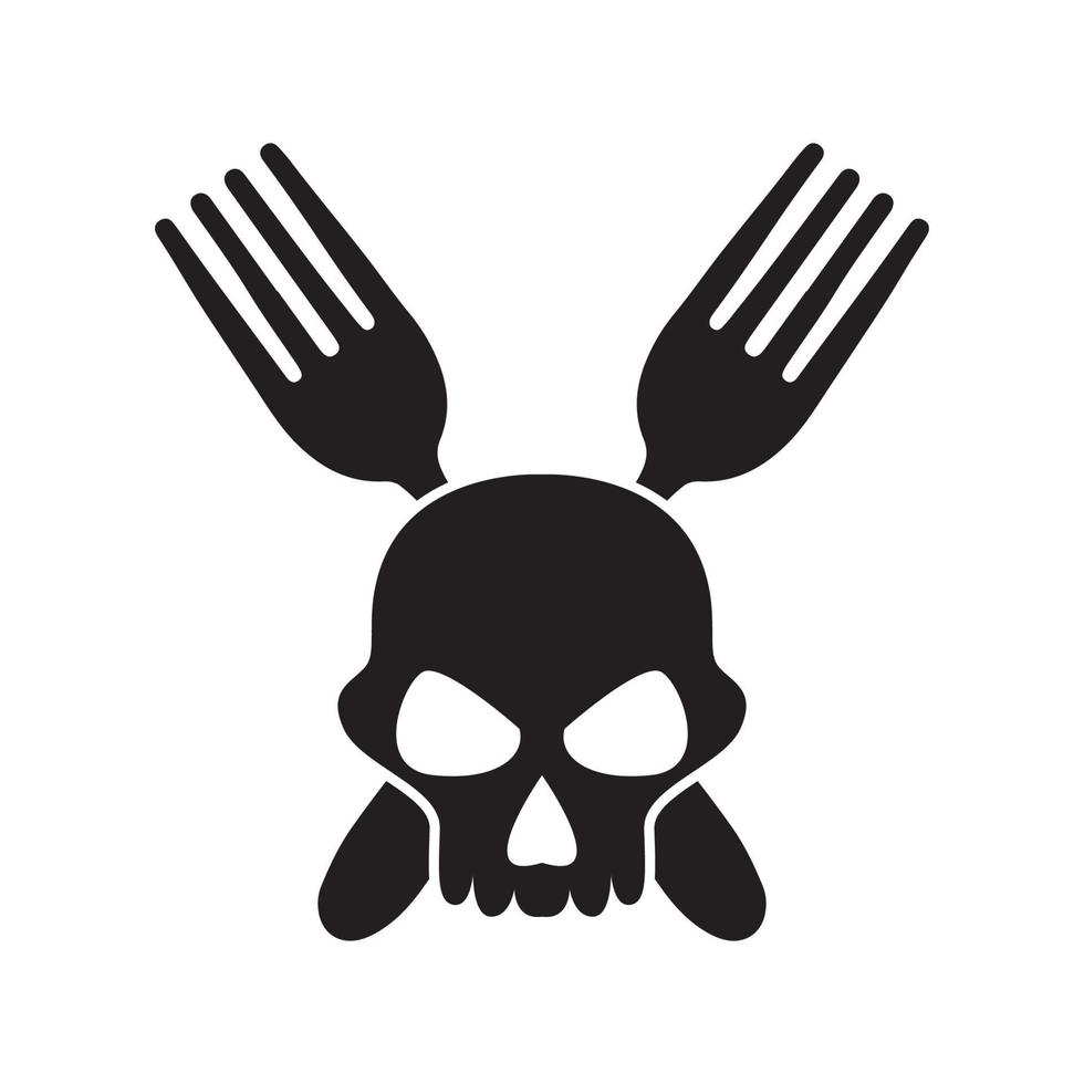cross fork with skull logo design vector graphic symbol icon sign illustration creative idea