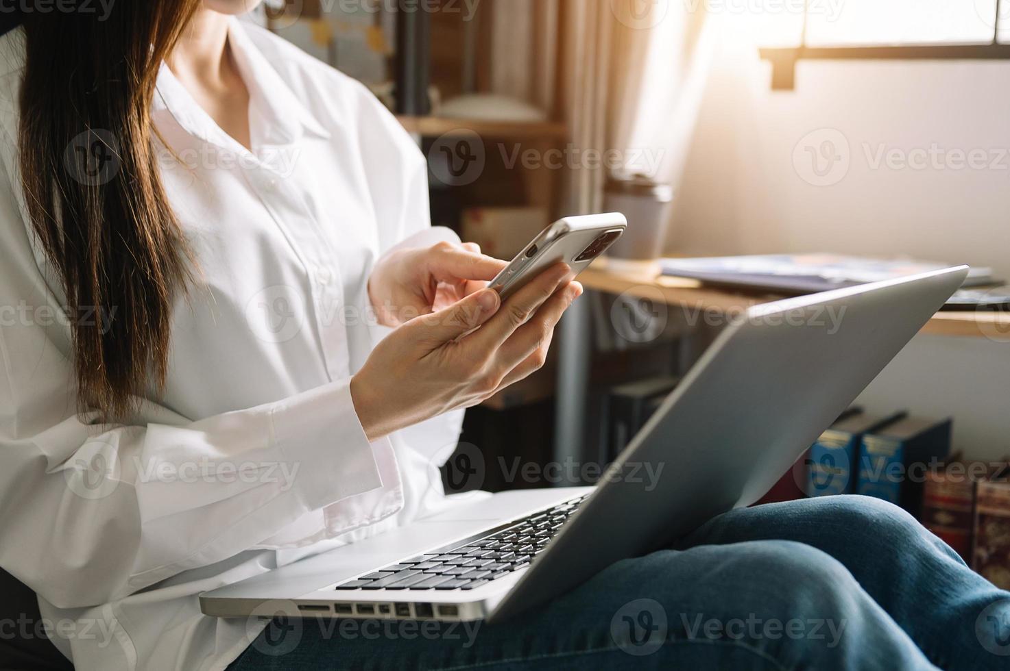 hand using tablet ,laptop, and holding mobile with credit card online banking payment shopping photo