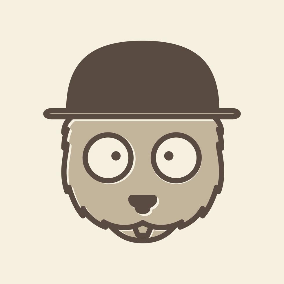 squirrel head with hat logo symbol icon vector graphic design illustration