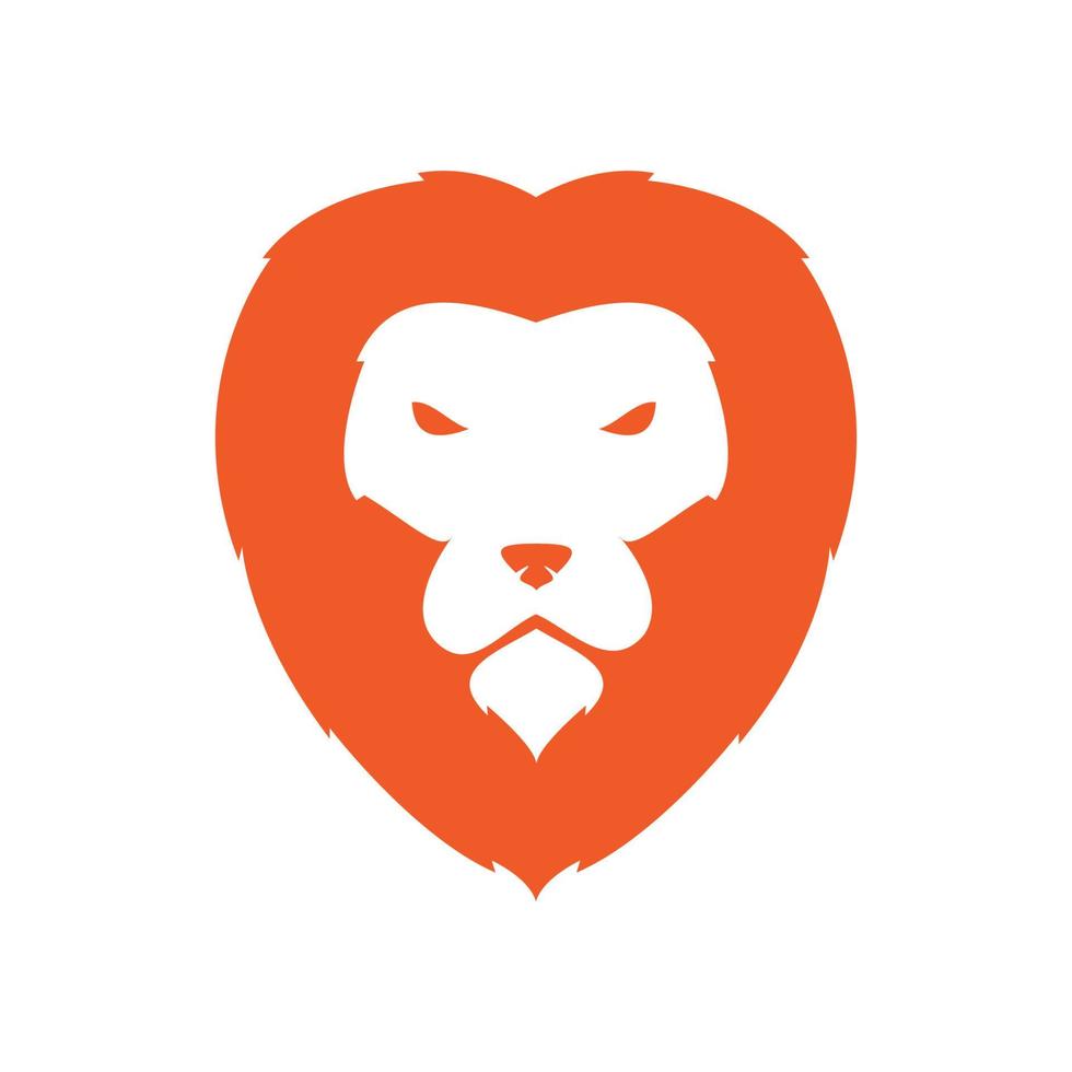 cool lion head face orange logo design modern vector