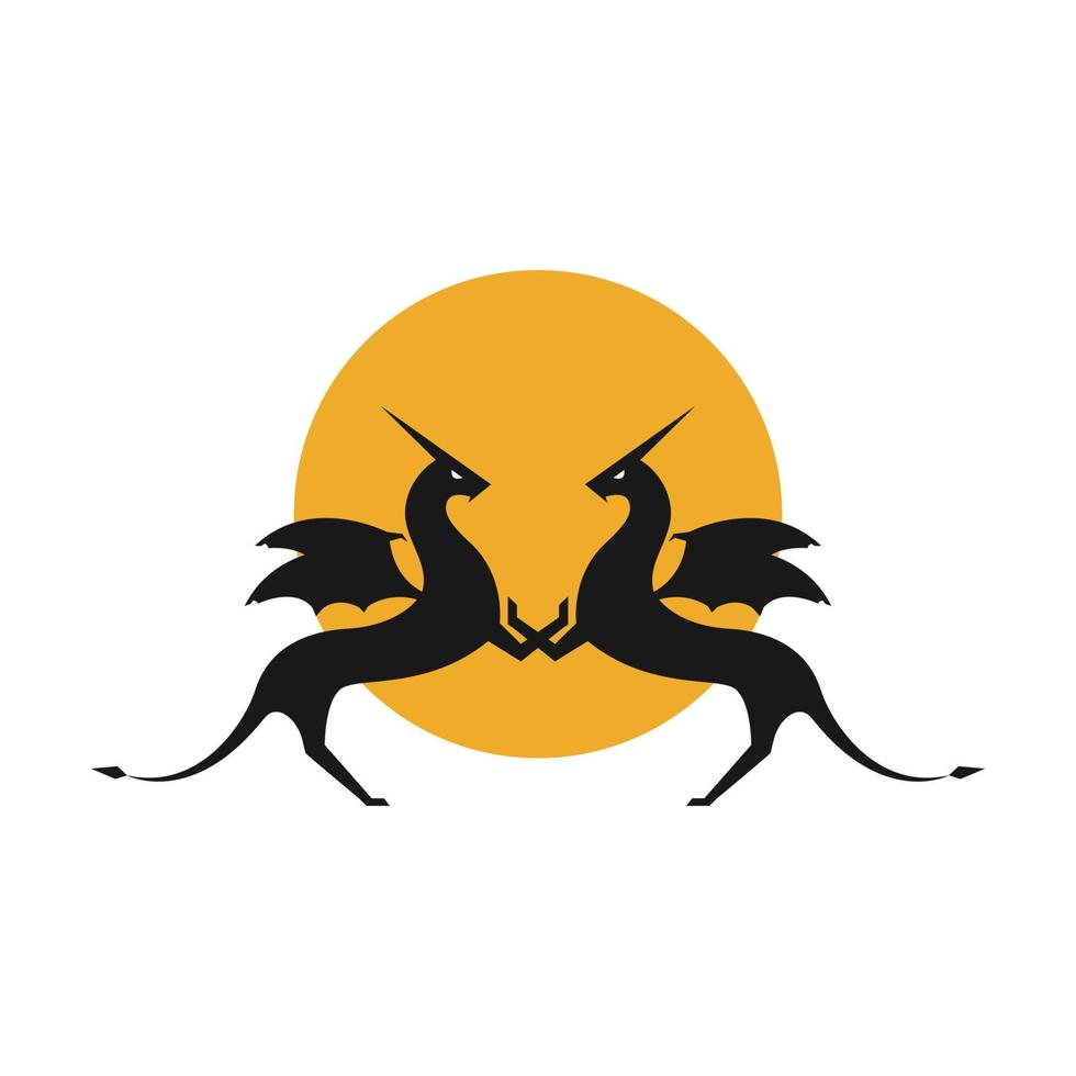 forma de dragón gemelo diseño de logotipo gráfico vectorial símbolo icono signo ilustración idea creativa vector