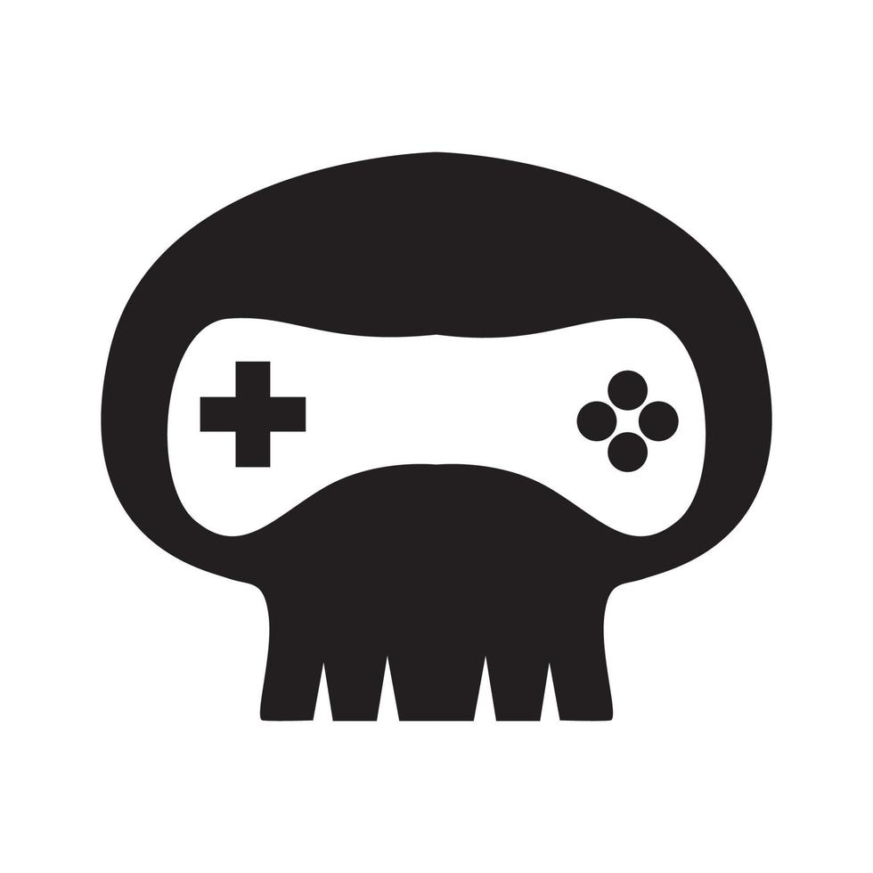 cráneo negro con diseño de logotipo de gamepad símbolo gráfico vectorial icono signo ilustración idea creativa vector