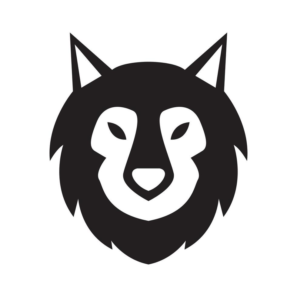 cara simple lobo negro diseño de logotipo salvaje vector gráfico símbolo icono signo ilustración idea creativa