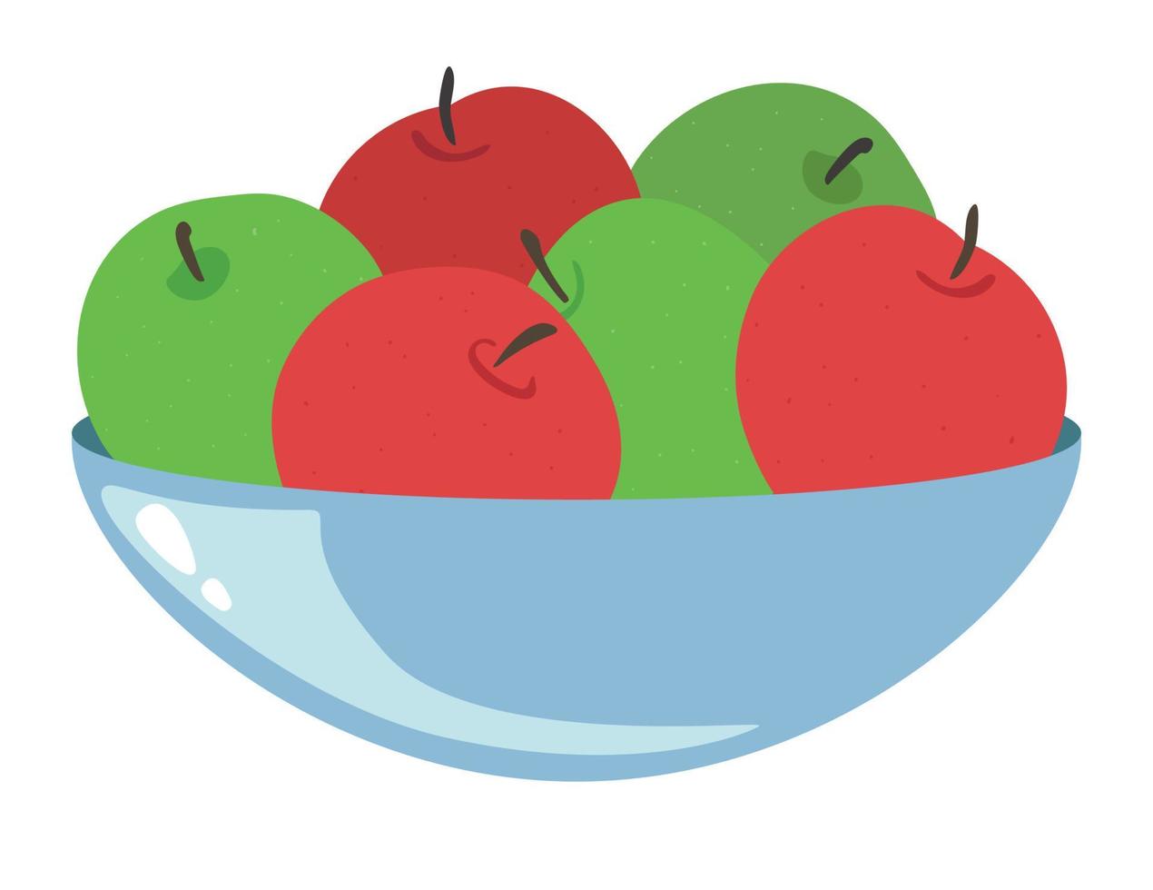 manzanas rojas y verdes en un plato. vector