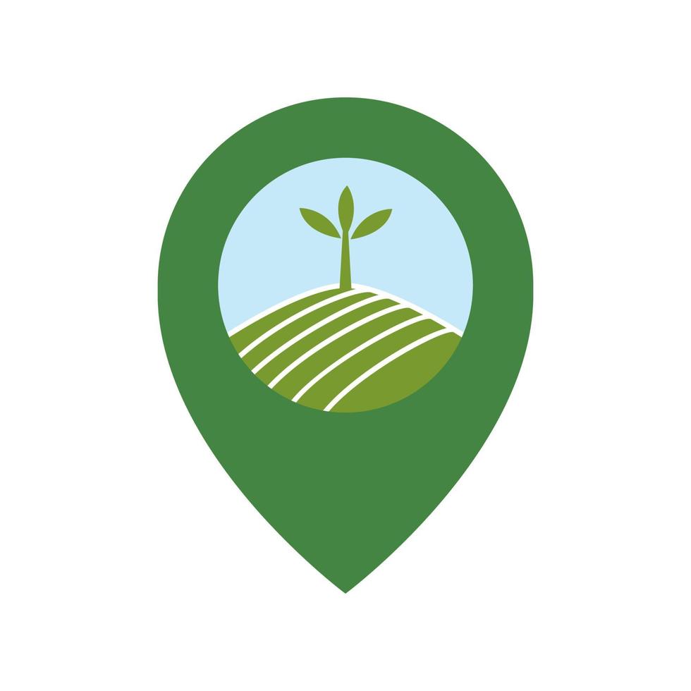 green agriculture with pin map location logo symbol icon vector graphic design illustration