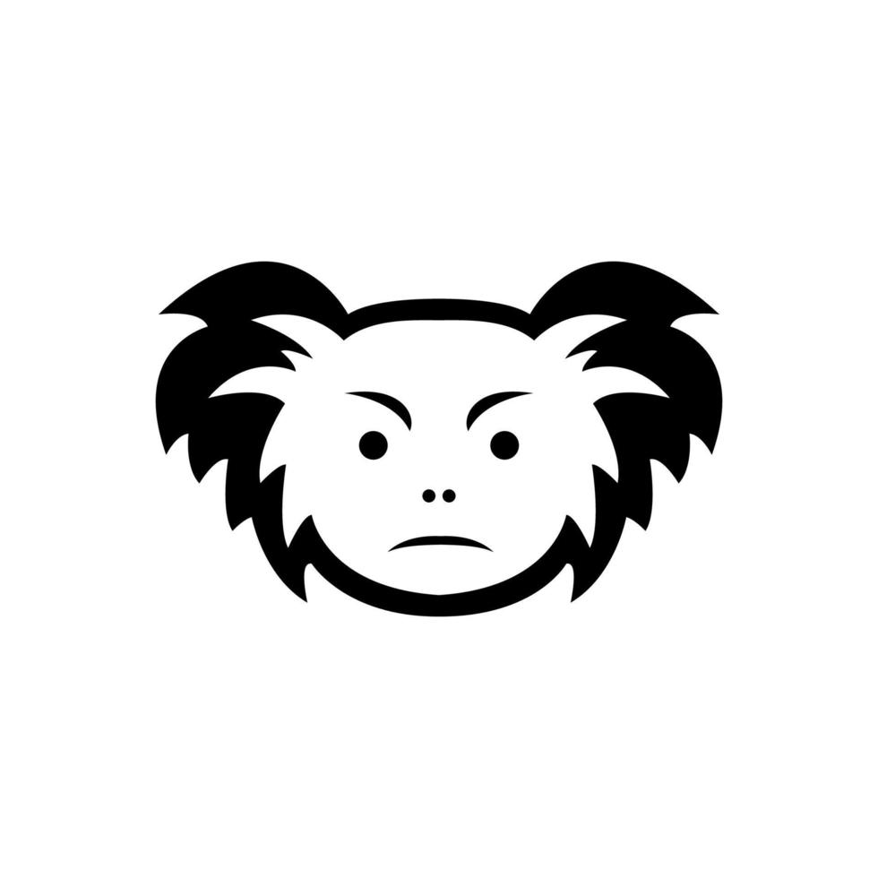 angry face head koala illustration logo design vector