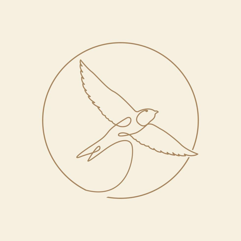 Barn Swallow bird line circle logo symbol icon vector graphic design